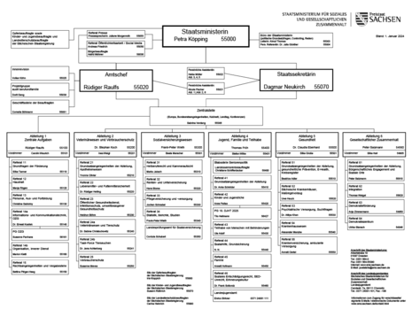 Die Grafik zeigt in einem Baumdiagramm die Verwaltungsstruktur des SMS. Das Organigramm steht als Download zur Verfügung.