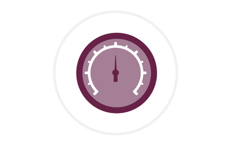Icon: stilisierte Darstellung eines Messinstruments oder einer Skala mit einem Zeiger in der Mitte. Symbol für das Mess- und Eichwesen sowie für Präzision und technische Kontrolle