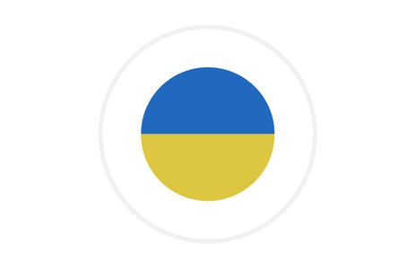 Icon: stilisierte Darstellung eines Kreises in den Farben Blau und Gelb. Symbol für die Ukraine und Solidarität