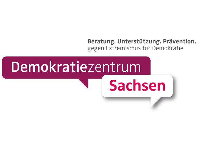 Logo des Demokratie-Zetrums Sachsens bestehend aus Sprechblasen