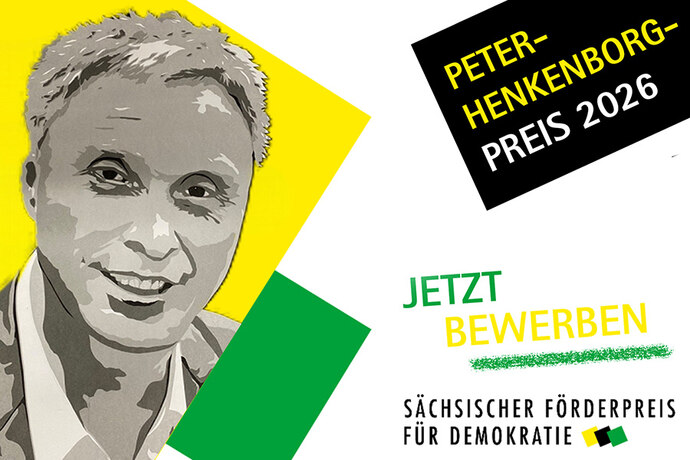 Grafik mit einem Porträt von Peter Henkenborg und der Aufschrift »Peter-Henkenborg-Preis 2026. Jetzt bewerben«