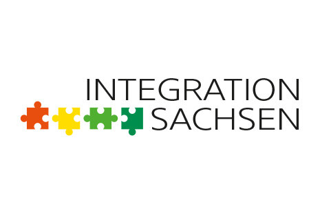 Logo der Integrativen Maßnahmen bestehend aus 4 Puzzleteilen und der Schrift Integration Sachsen