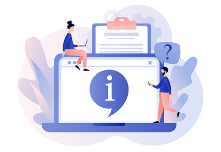 Illustration eines Laptops inklusive 2 Menschen